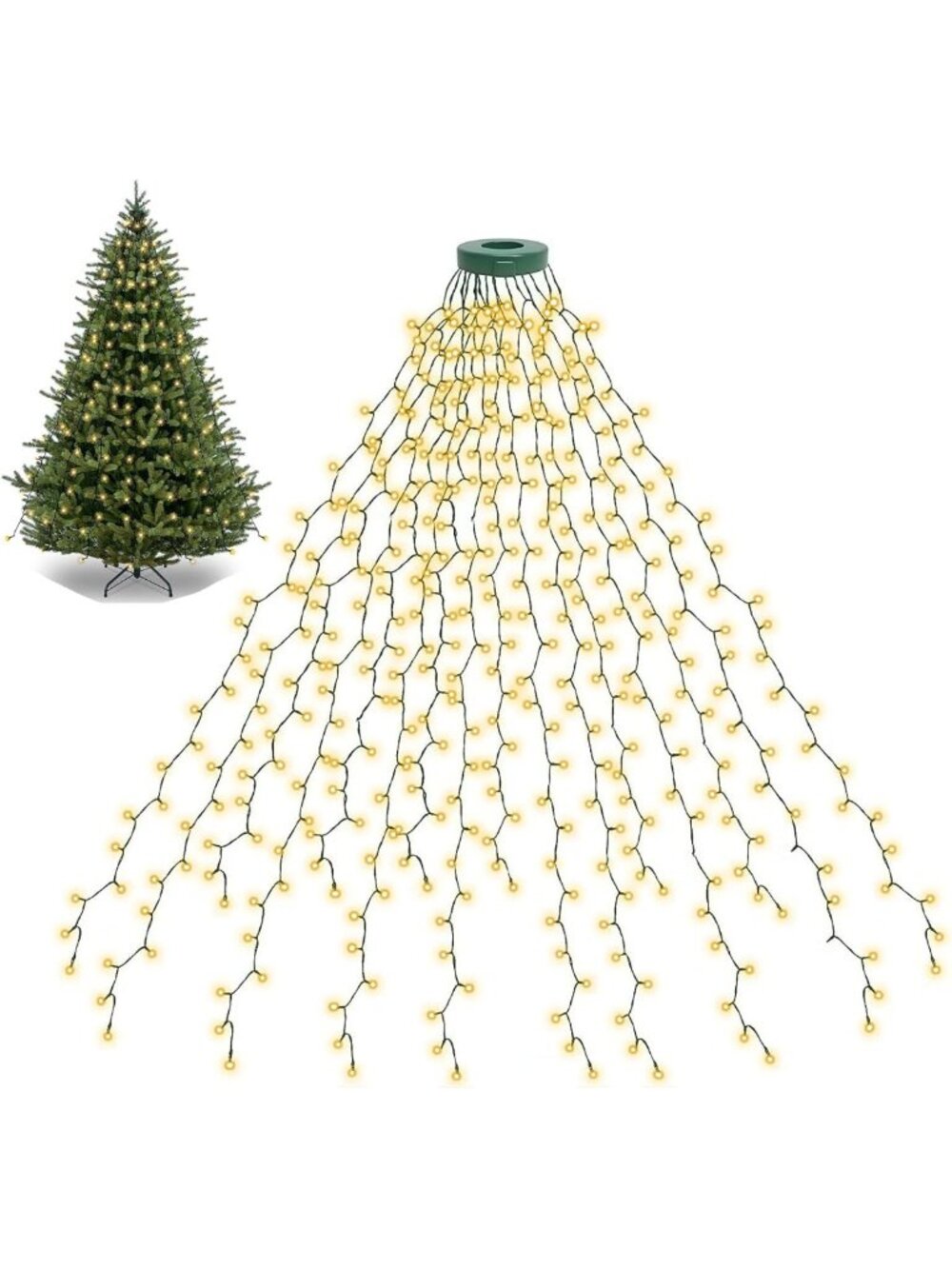 400 LED Christmas Tree Lights - 16 Lines, 8 Modes, Warm White Indoor/Outdoor